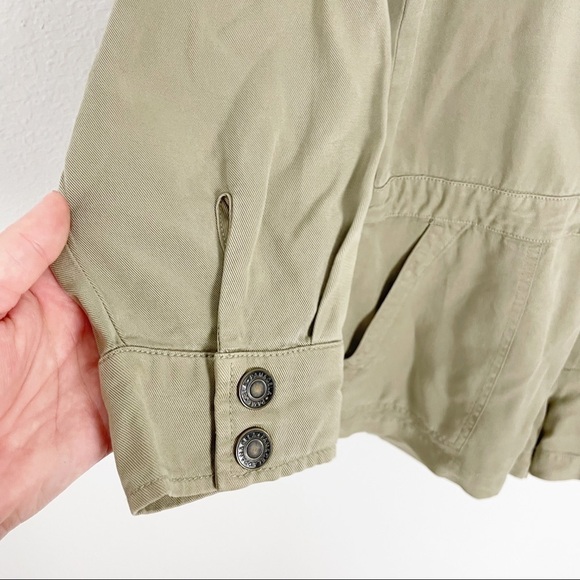 Pam & Gela Patch Pocket Romper Tan Small *FLAW* Drawstring Long Sleeve Revolve - Picture 6 of 12